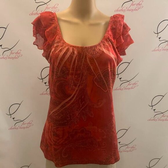 Jane Ashley Tops - Jane Ashley. Size L. (?) Bust 38". Stretch Ruffled Sleeve Caps. B55